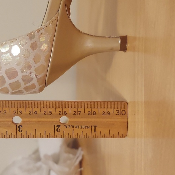 Alex Marie Champagne Beaded Animal Print Leather Ankle Strap Heels Size 6.5 - Picture 16 of 16